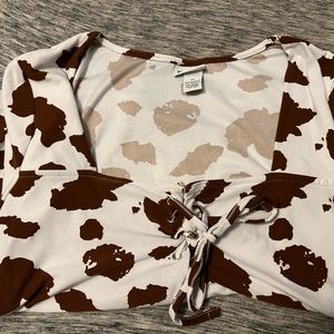 Cow print square neck top